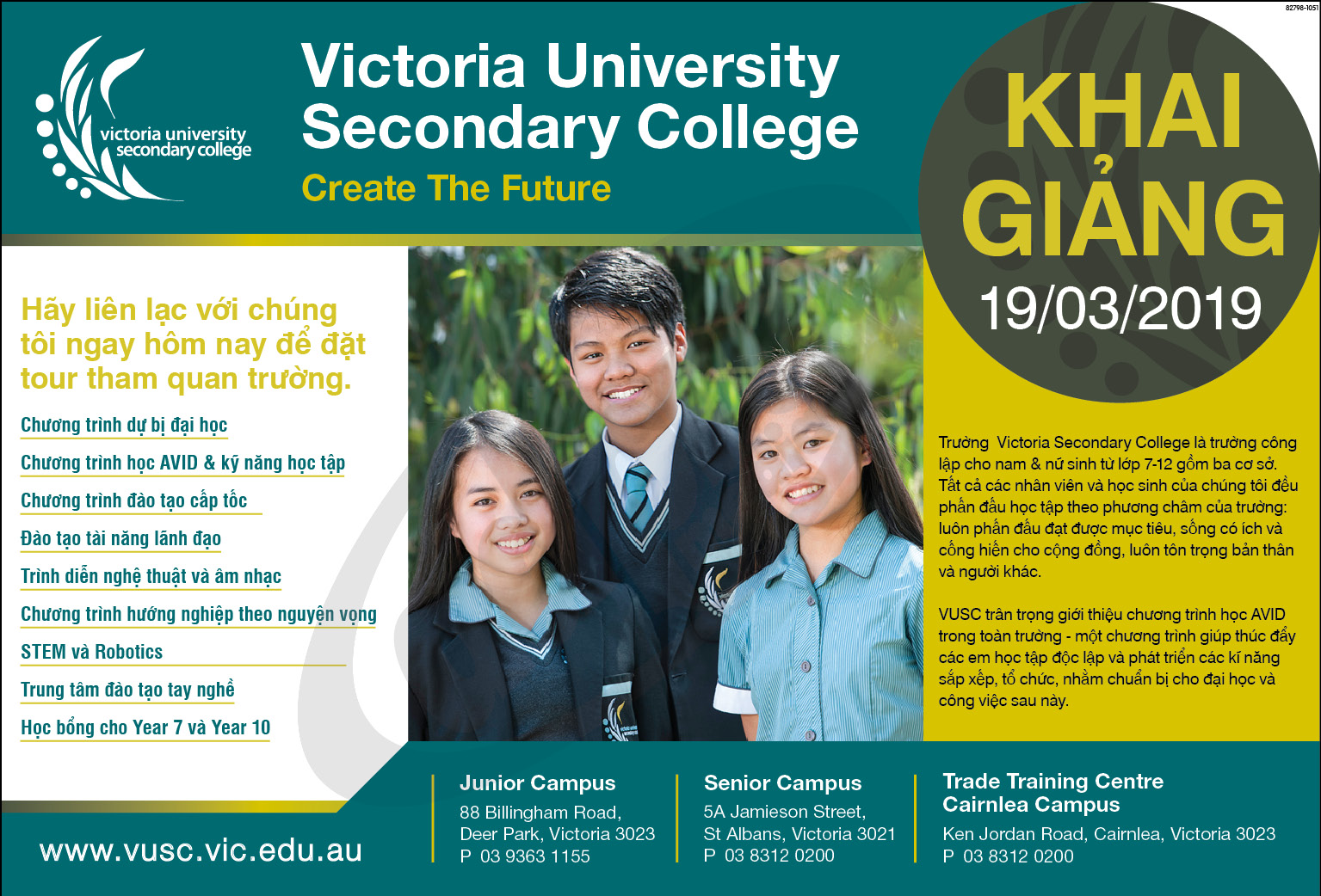 Victoria University Secondary College - Trường trung học với nhiều học sinh gốc Việt thành danh nhất!
