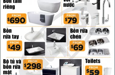 DRJ Australia đại hạ giá thiết bị phòng tắm & nhà bếp lên đến 80%