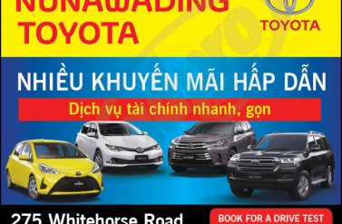 Nunawading Toyota đang có chương trình khuyến mãi siêu hấp dẫn cho các dòng xe mới