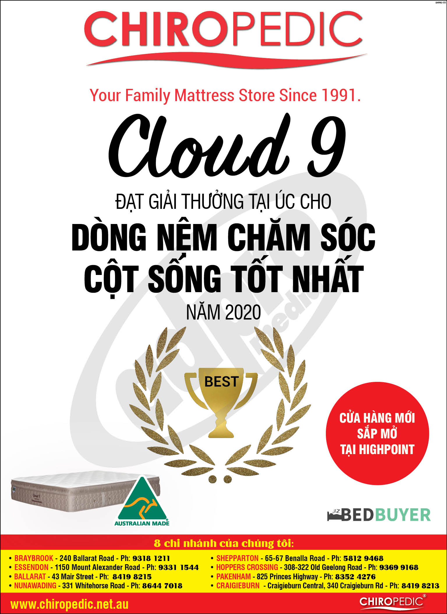 Nệm giường giá tốt tại Chiropedic Bedding