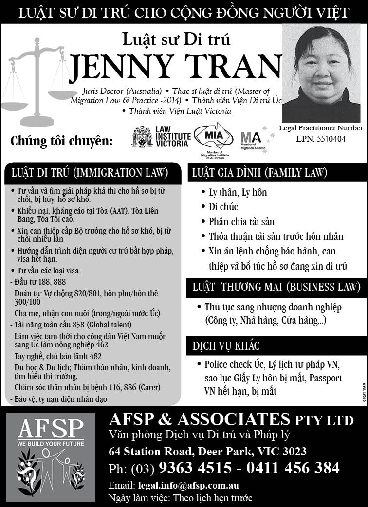 Luật sư di trú Jenny Tran