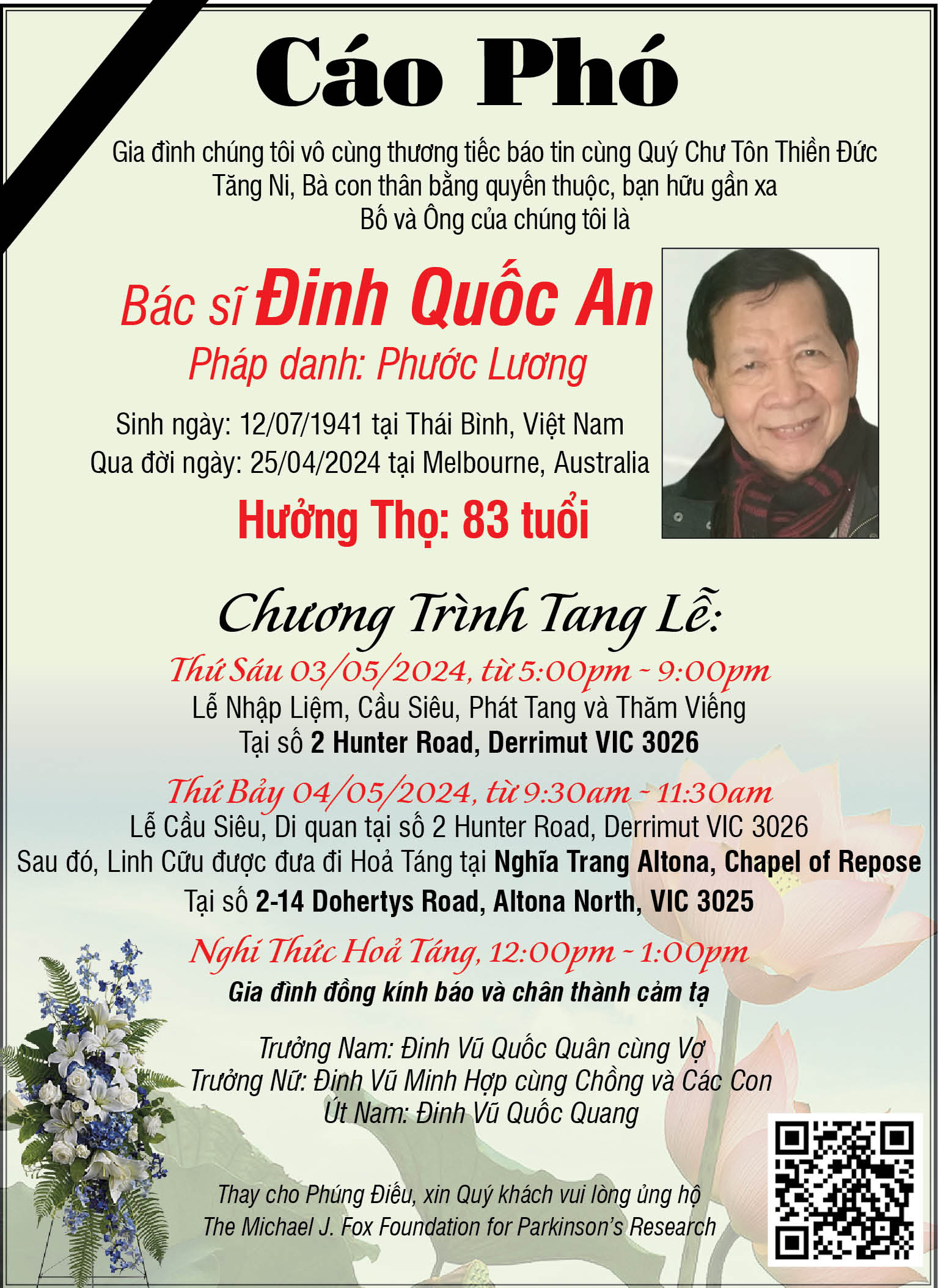 Cáo Phó Dr Dinh Quoc An